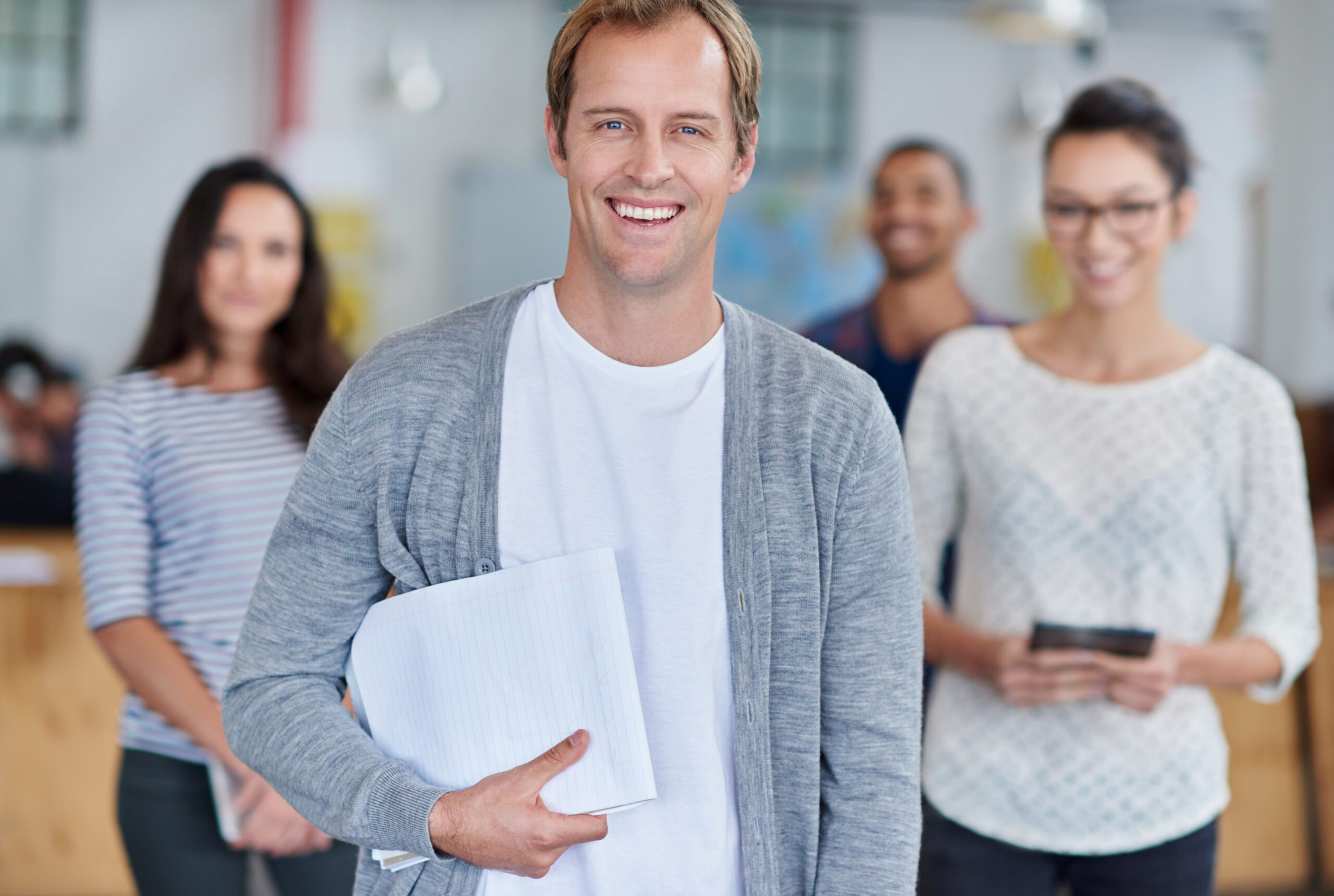 creative man people office with portrait work as interior graphic designers start up agency business project manager team confident collaboration task job